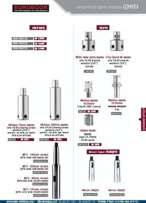 חיבורים למקדחה מגנטית , הארכות , הקטנה MORSE TAPER